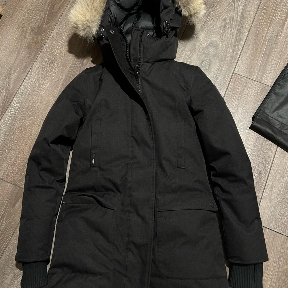 Black Winter Coat with Fur Hood